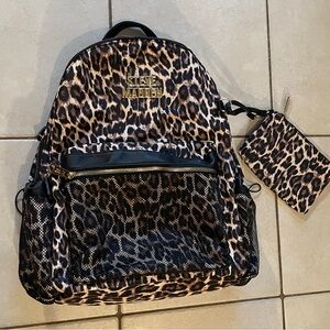 Steve Madden Leopard Print Backpack with small accessory bag. Like new!